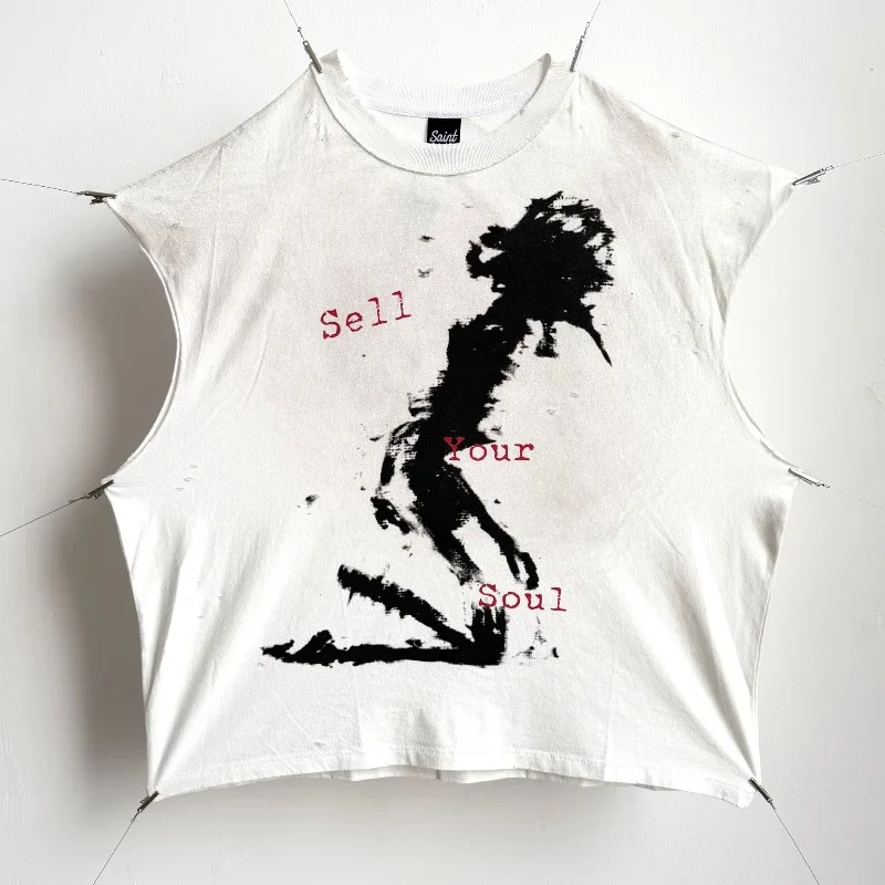 2026SS High Street Saint Letter Pattern Pullover Casual T-shirt Men's Casual Fashion T-shirts Men's Clothes