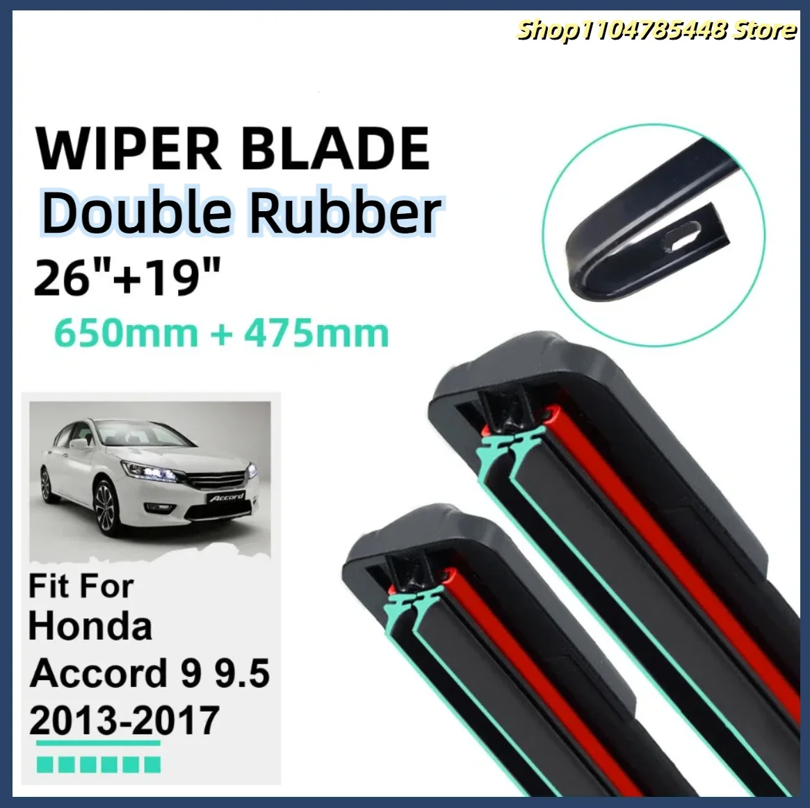 

Double Rubber Car Wiper Blades for Honda Accord 9 9.5 2013-2017 Front Windscreen Windshield Rubber Car Accessories 2016 2017