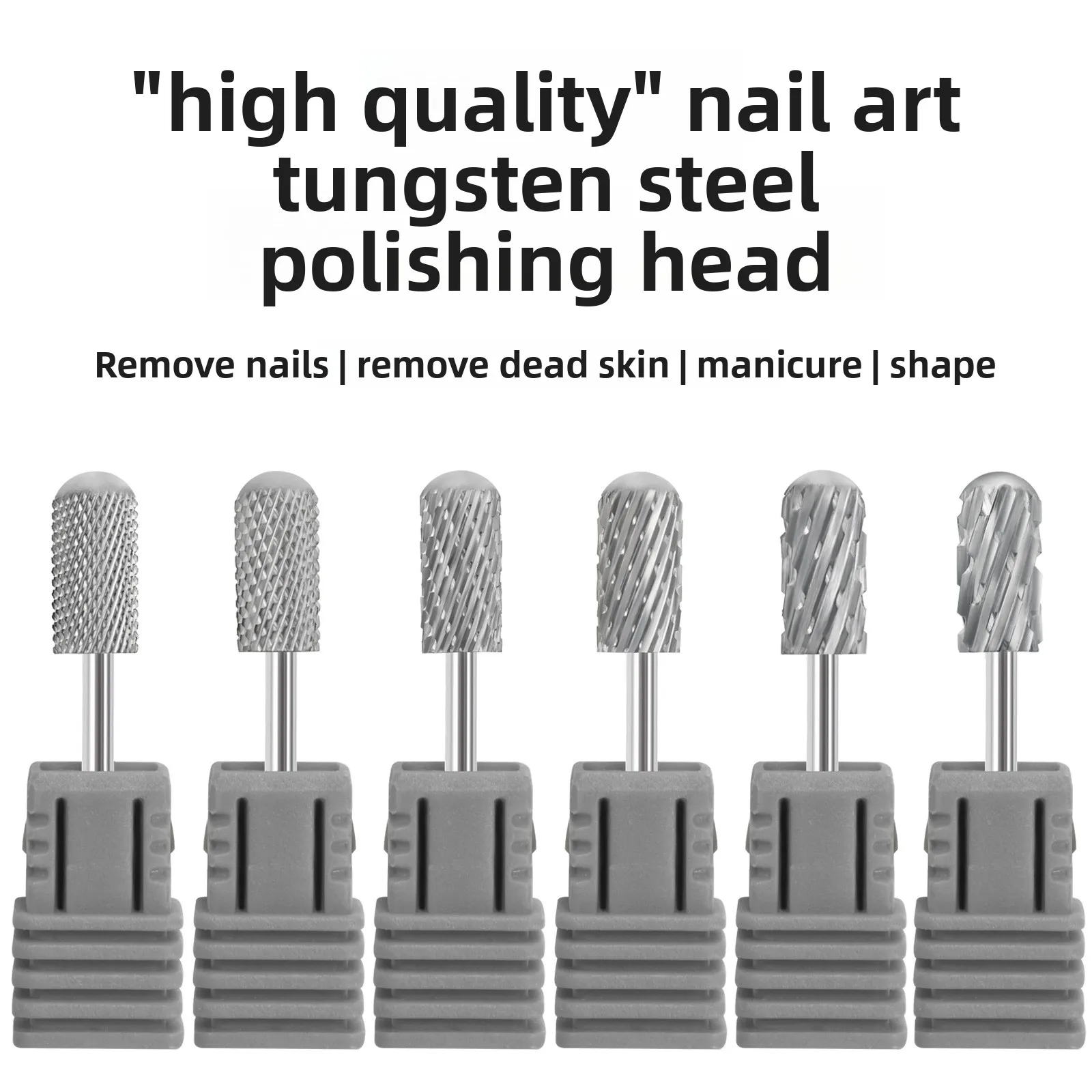 Tungsten Steel Nail Art Grinding Head Metal Quick Release Drill Bit Heat Resistant for Crystal & Phototherapy Gel Nail Removal