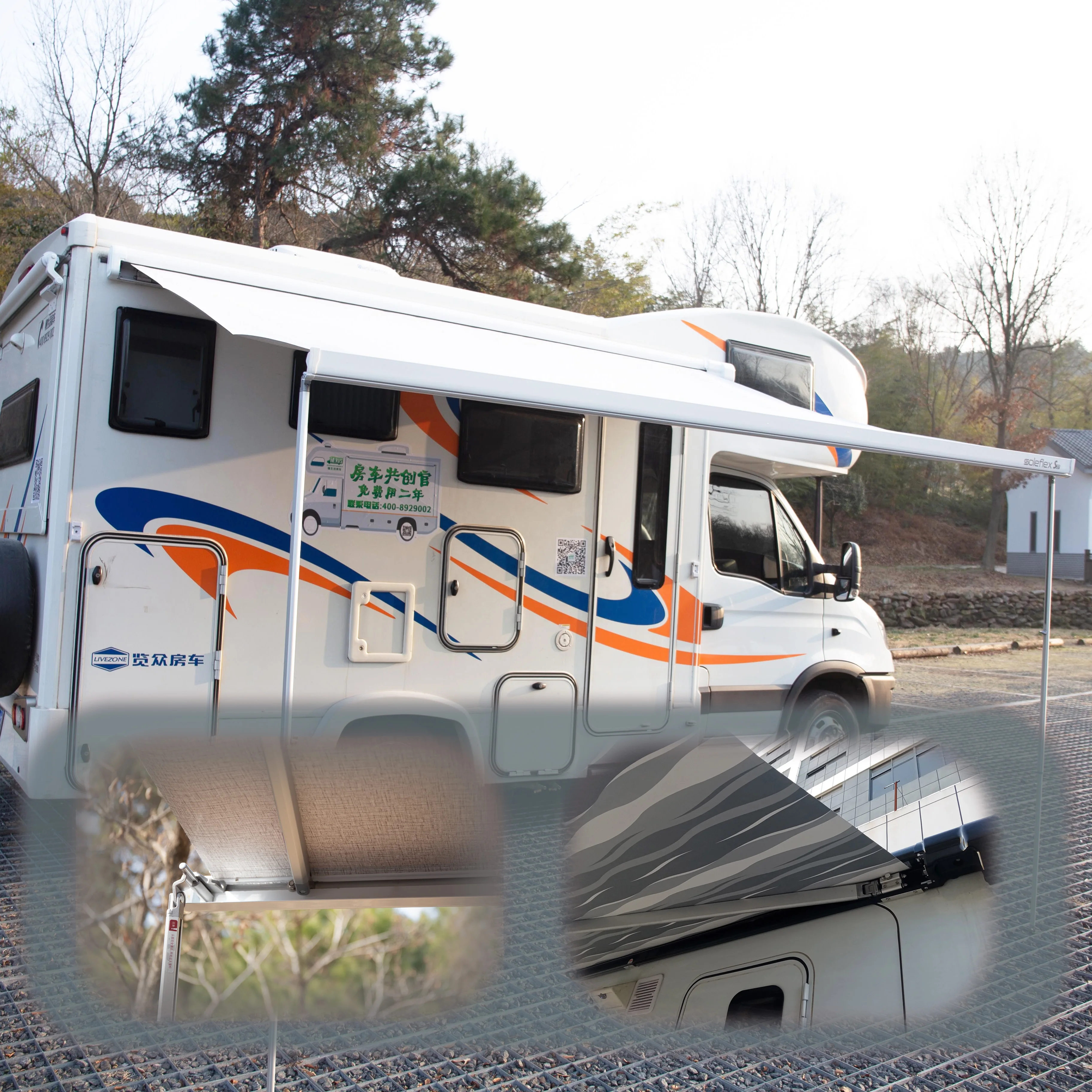 S27 Full Cassette RV Awning & Side Awning | Waterproof Outdoor With Remote & Light For Campervan