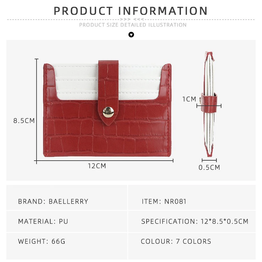 Cute Candy Color Card Wallet - Baellerry Pu Leather Mini Organizer with 3 Slots image 5
