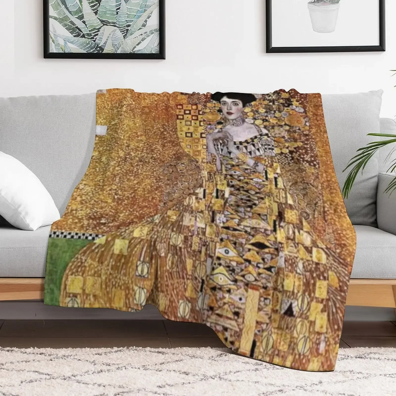 Gustav Klimt| Portrait of Adele Bloch Bauer I | Art Nouveau Throw Blanket Flannel Fabric for sofa Blankets