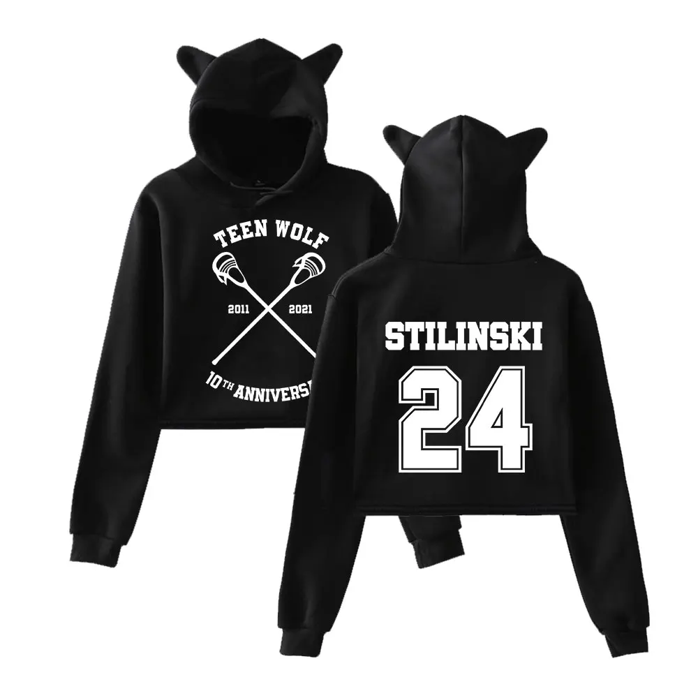 Stilinski 24 Merch Teen Wolf Hoodie Vintage 90s Streetwear Hoodie Merch Hoodies Sweatshirts for Girls Cat Ear Crop Fashion 