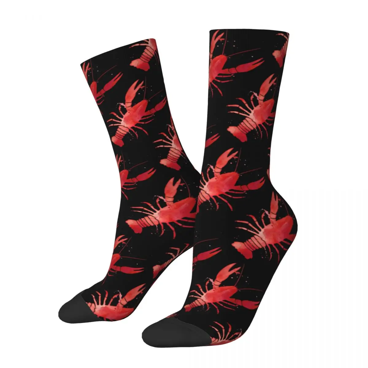 Watercolor Red Lobster Socks Harajuku Sweat Absorbing Stockings All Season Long Socks Accessories for Unisex Christmas Gifts