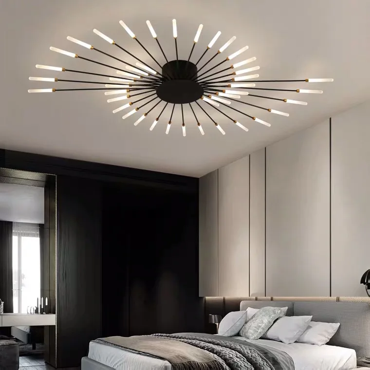 Nordic Firework Shape LED Ceiling Lights, Lâmpadas de teto, Home Decor, Sala de estar, Sala de jantar, Quarto, Villa Art