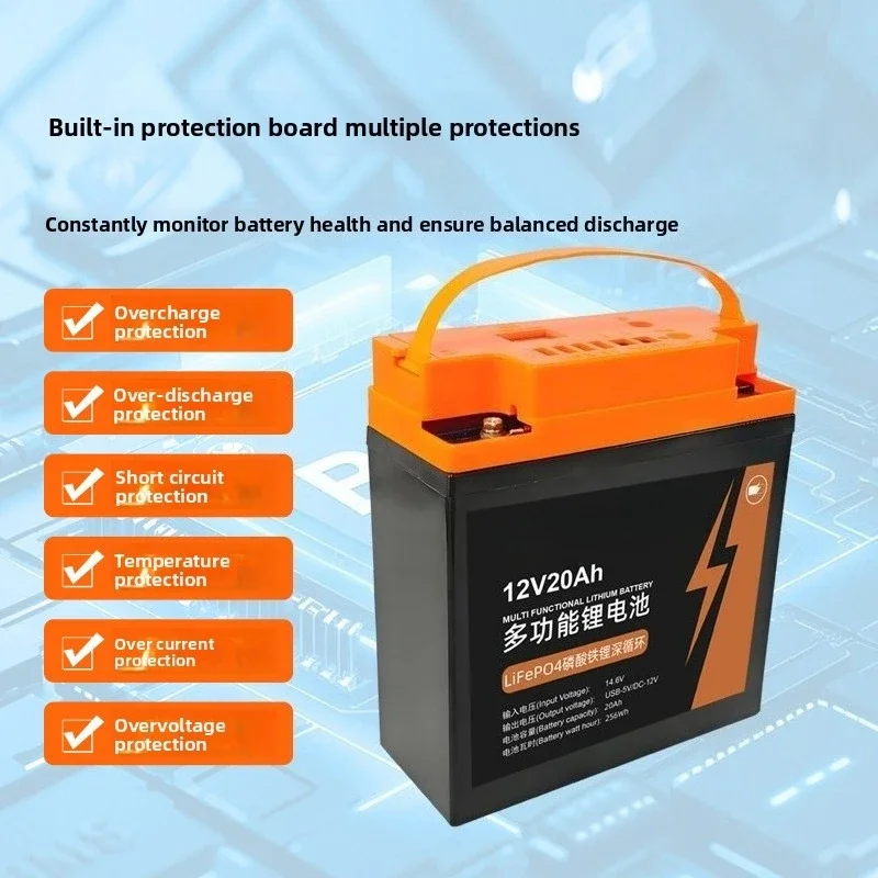 12V 20Ah 4S1P 256Wh Rechargeable LiFePO4 Battery Packs Deep Cycle for Solar Energy Storage Outdoor Camping RV Off-Grid Power