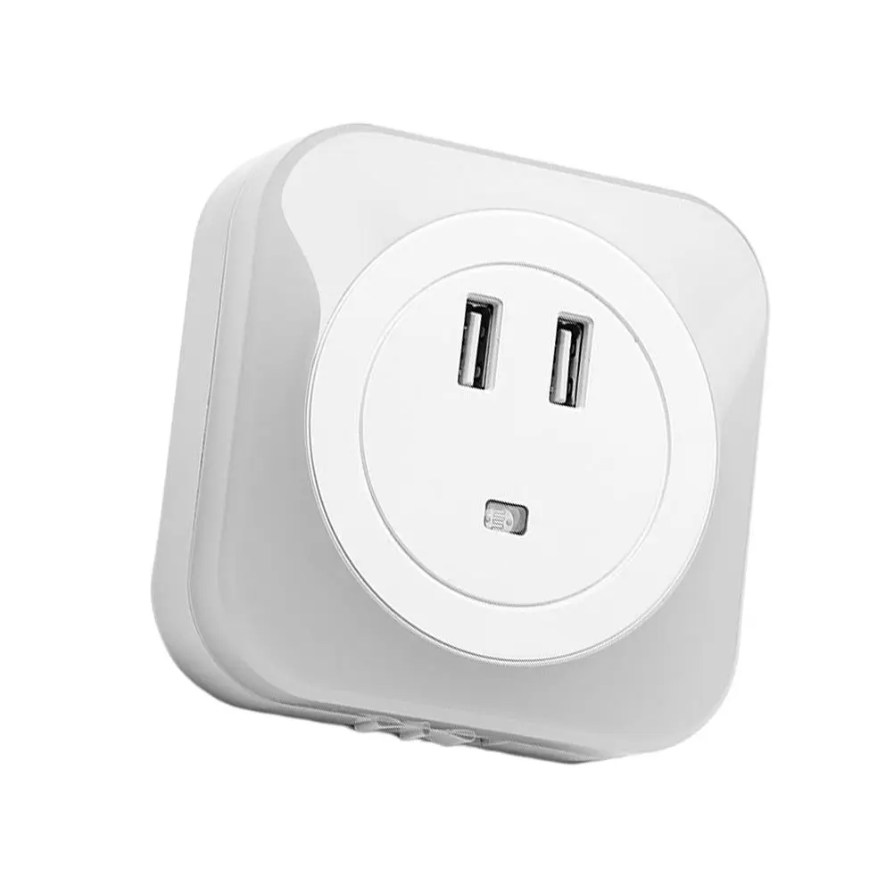 USB التوصيل شحن ضوء الليل واجهة مزدوجة LED مصباح مع استشعار الضوء لغرفة النوم المنزل استخدام الاتحاد الأوروبي التوصيل مصباح الليل