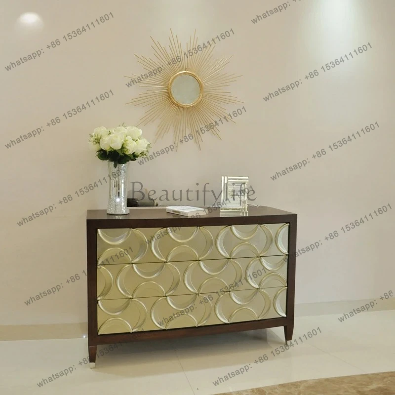 Edge Mirror Furniture Entrance Cabinet Neoclassical Postmodern, European Style