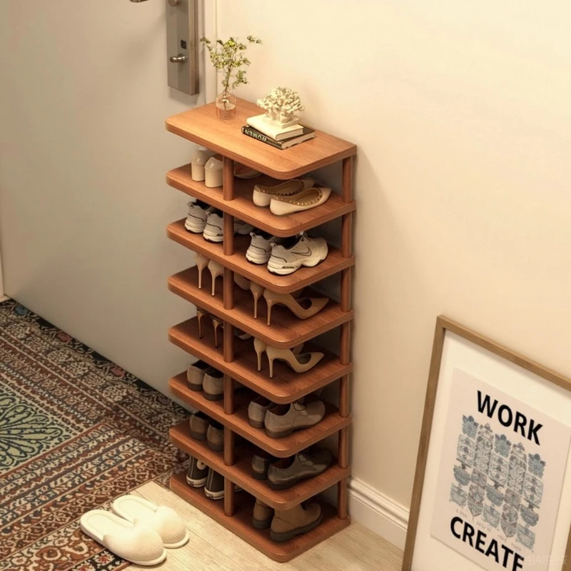 nordic large capacity shoe cabinets Raw wood hallway open shoes rack Storage Extensible meuble chaussure entrée furniture