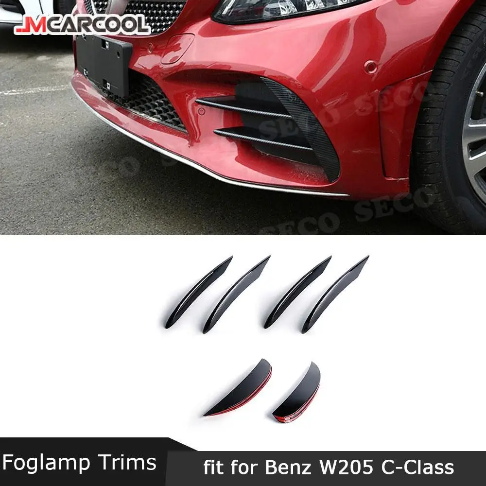 

JMCARCOOL Для Mercedes-Benz C-класса W205 C205 2019+ Накладка на переднюю противотуманную фару, декоративная наклейка, карбоновая решетка воздухозаборника, накладки на ламели