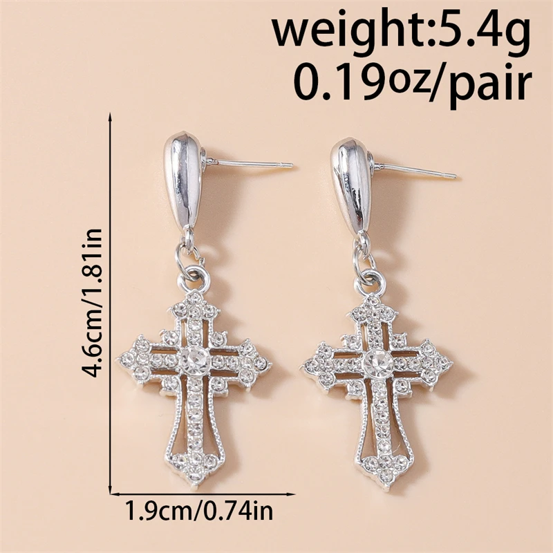 Modische Kristall-Metall-Kreuz-Ohrstecker für Frauen und Mädchen, Party- und Festival-Schmuckgeschenke – Detail 9
