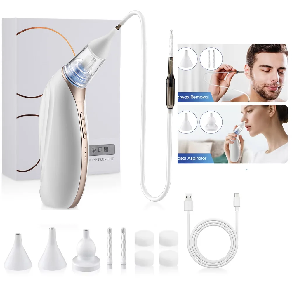 

2 в 1, набор для вакуумного удаления ушной серы, аспиратор для носа, средство для удаления ушной серы, очиститель ушей для взрослых и детей, 3-ступенчатые инструменты для всасывания ушей