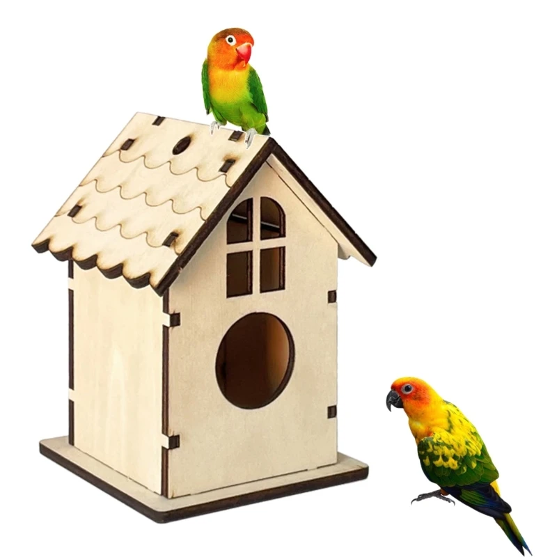 DIY Bird Nesting Box Unassembled Toy Crafts for Bird Parrot Parakeets Outdoors Perch Stand Nest Cage Parrot