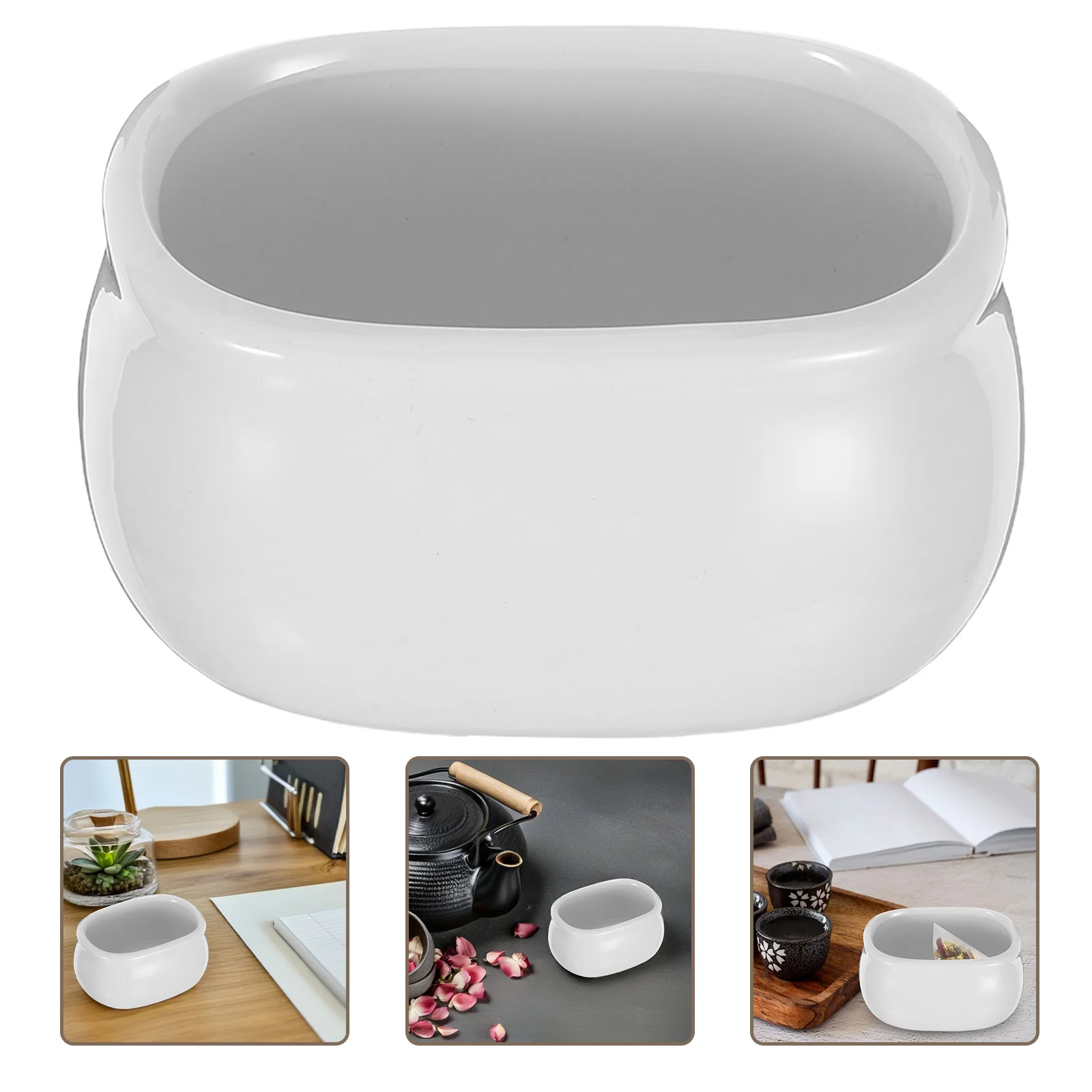 

2Pcs Pure White Porcelain Sugar Packet Holder Tea Bag Rest Dish Compact Ceramic Sauce Container for Coffee Bar Home Use