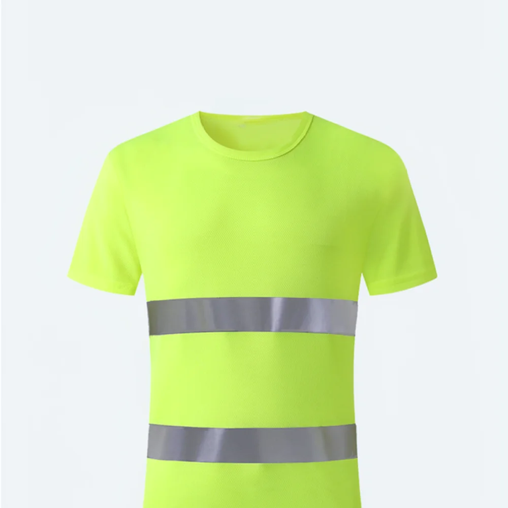 Breathable Safety Workwear T Shirt Reflective Strip Quick Dry Summer Construction Shirt Hi Vis Utility Uniform Outdoor Sport Tee