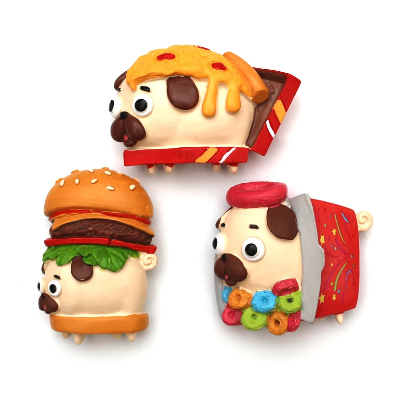 Creative cute cartoon burger pizza doughnut Dog magnet refrigerator sticker resin magnetic sticker