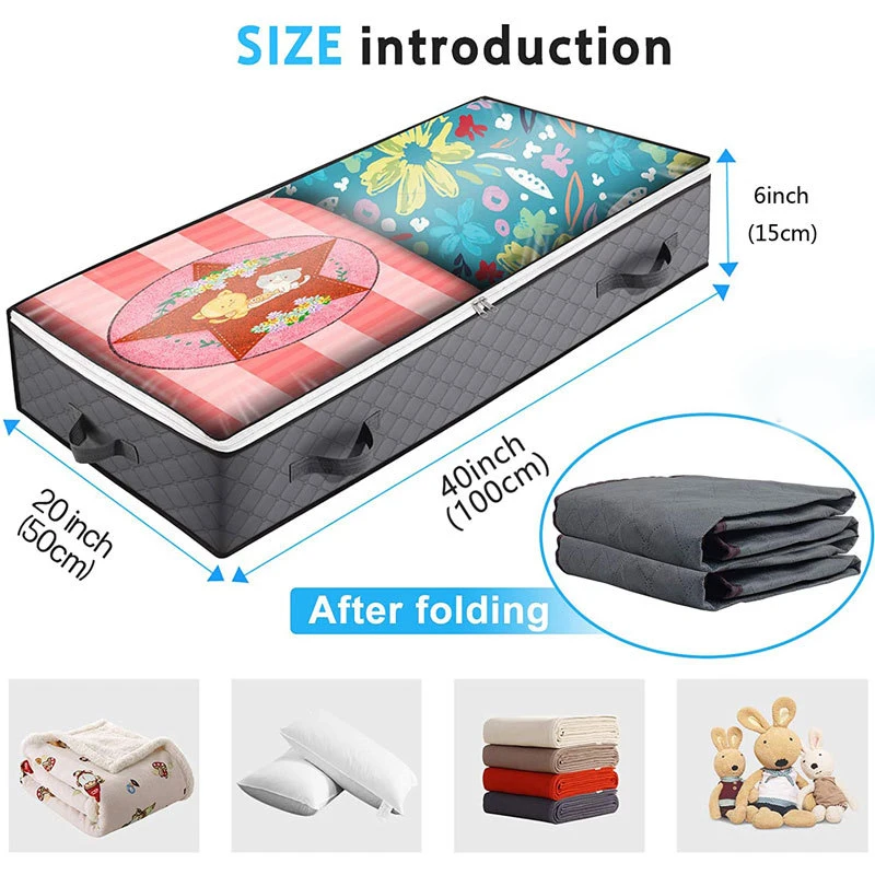 Under Bed Storage Bag Foldable Quilt Bag Wardrobe Clothes Organiser Dust Tidy Box Large Capacity Organizer Sundries Storage Bag