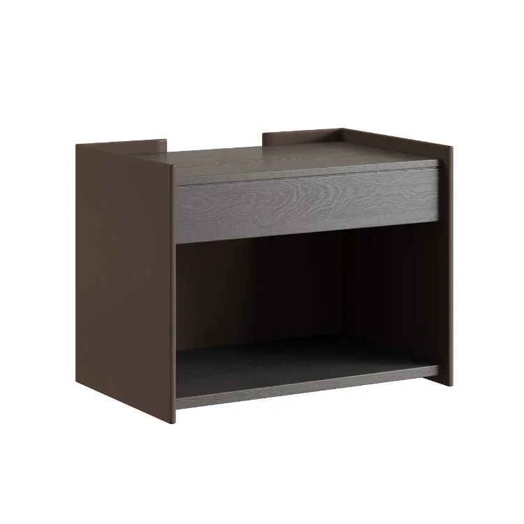 Modern round wooden bedside table large capacity simple cylindrical bedside table bedroom one-stop solution