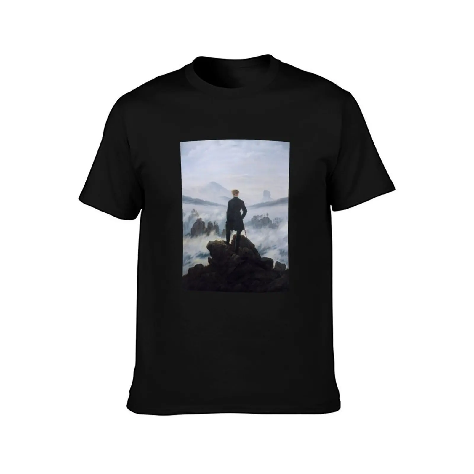 Wanderer above the Sea of Fog - Caspar David Friedrich, 1818 T-Shirt, Summer Casual Cotton Tee, Oversized Streetwear Tops