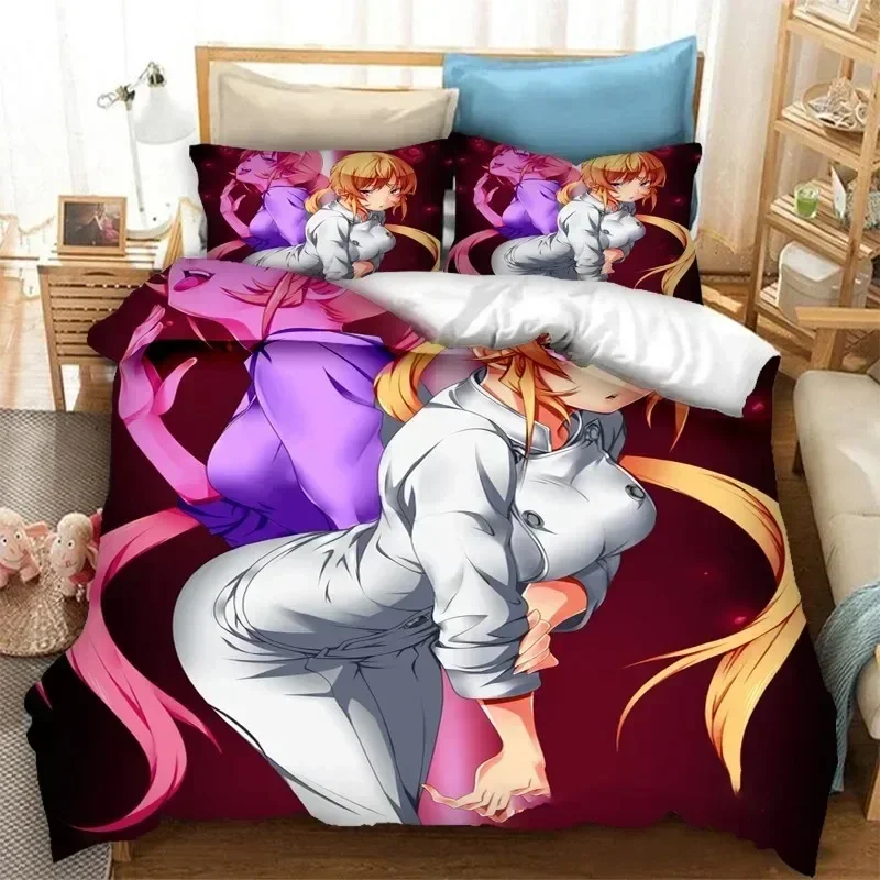 

3d Anime Food Wars! Shokugeki no Soma Printed Bed Set Duvet Cover Pillowcase Bedding Set Linen Sheet Quilt Cover Queen King Size