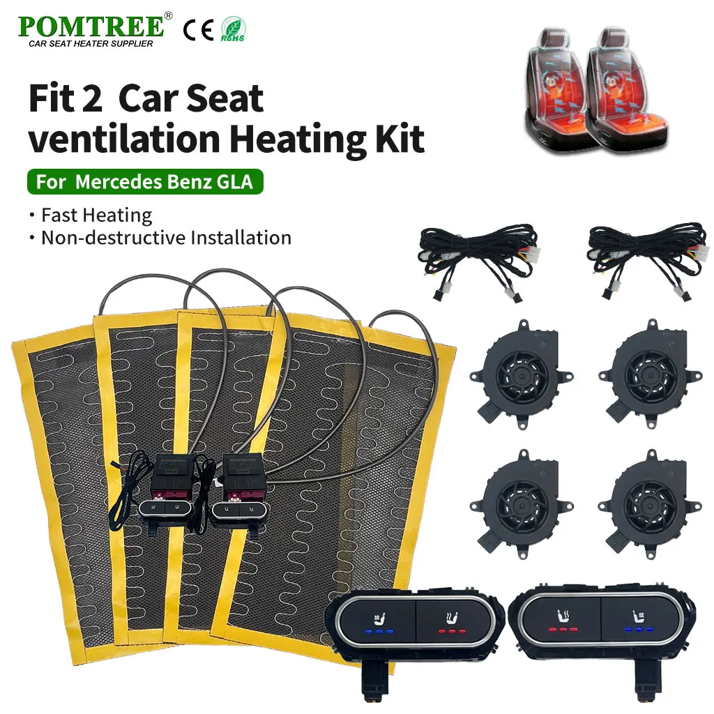 For Mercedes Benz GLA Car Seat Vent Heat Kit Rapid Alloy Wire Heat Non-Destructive Built-in 2 Seats Driver Passenger Switch