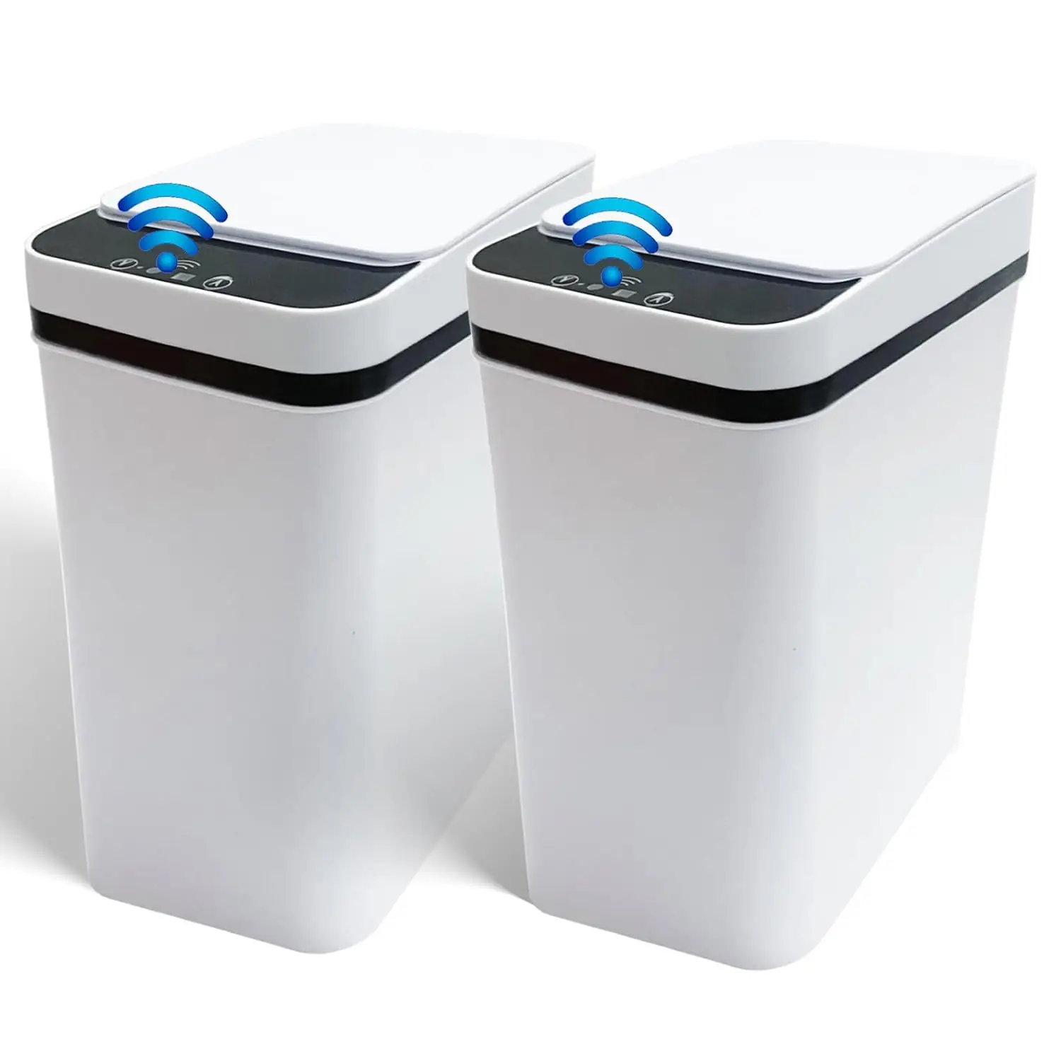 

Bathroom Trash Can with Lid 2 Pack, 3.2 Gallon Touchless Garbage Can Smart Trash Can Motion Sensor Automatic Trash Can Waterproo