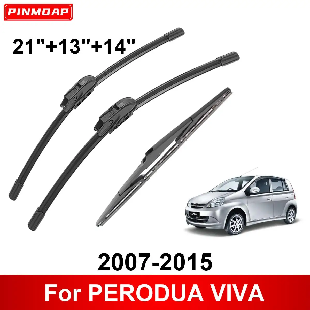 3PCS Car Wiper For PERODUA VIVA 2007-2015 Front Rear Wiper Blades Brushes Auto Accessories 2007 2008 2009