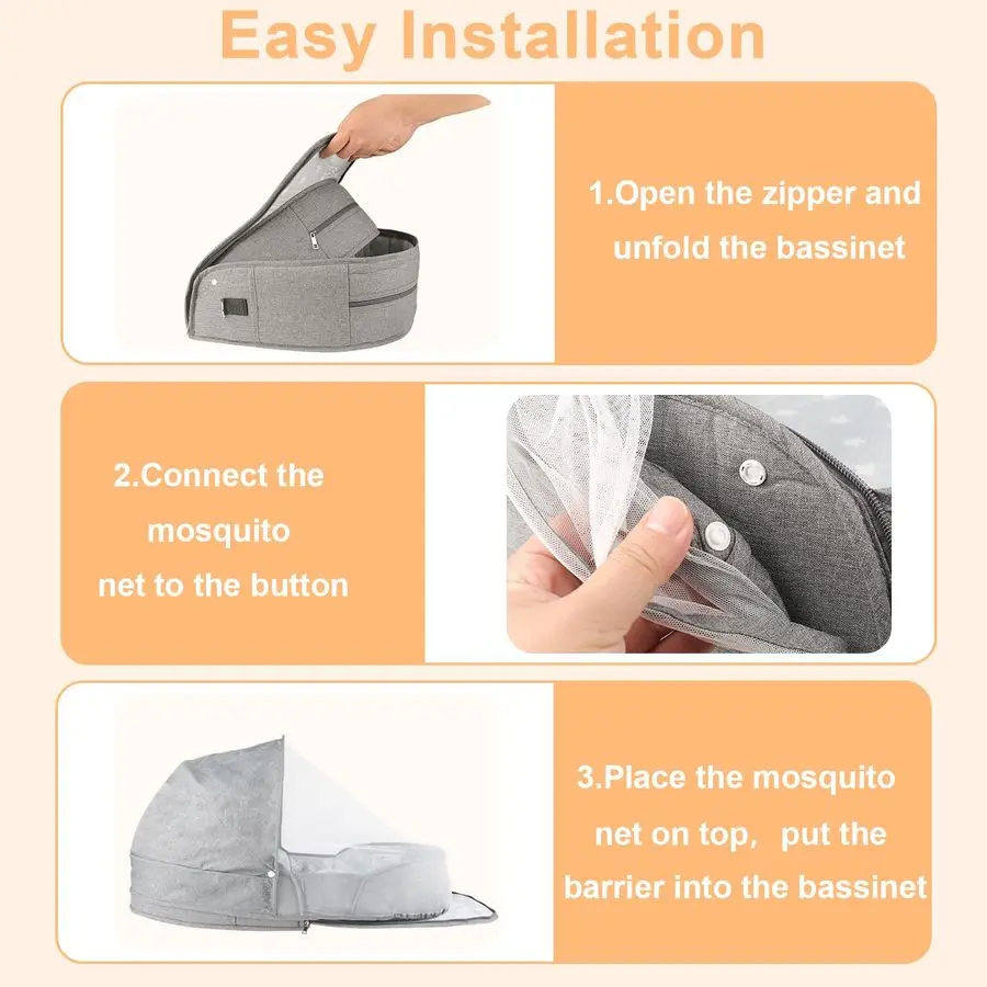 سرير للأطفال، سرير أطفال بجانب السرير للنوم للسفر والمنزل، سرير بجانب السرير قابل للطي مع شبكة قابلة للتنفس، خفيف الوزن مع