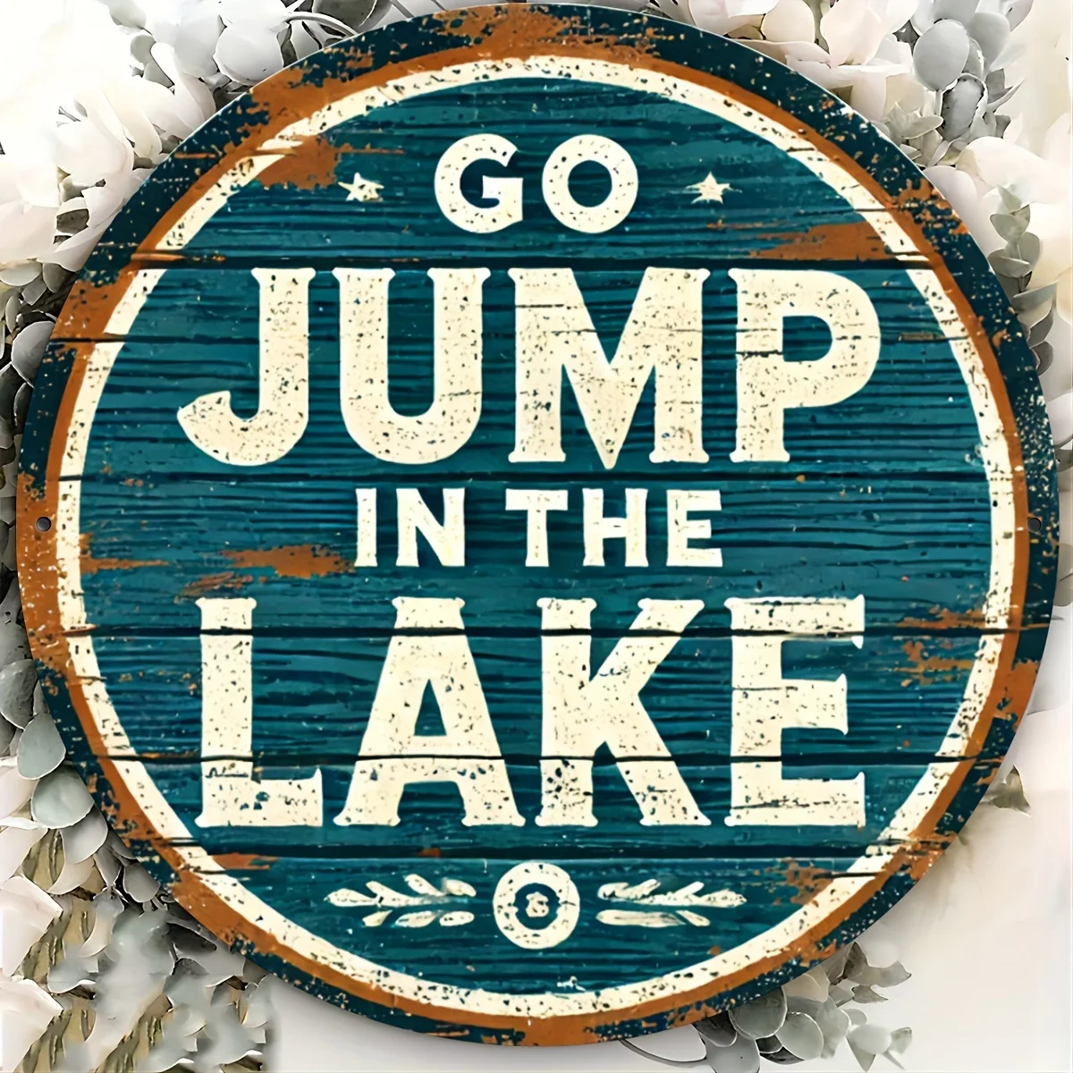 CIFBUY Vintage Jump To The Lake Aluminum Wall Art Waterproof Rustproof Metal Sign For Indoor Outdoor Home Cafe Bar Decor