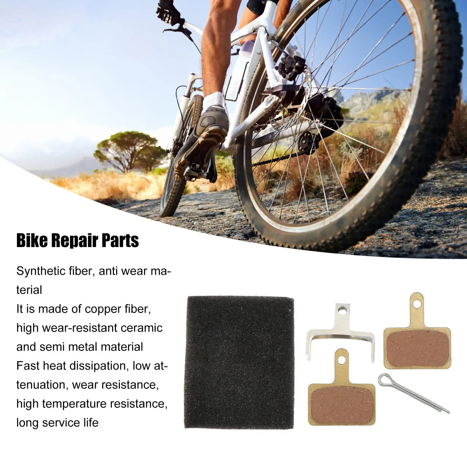Mountain Bike Disc Brake Pads Semi Metallic Anti Wear Force Balanced 2 Pairs for Durable for riding Performance