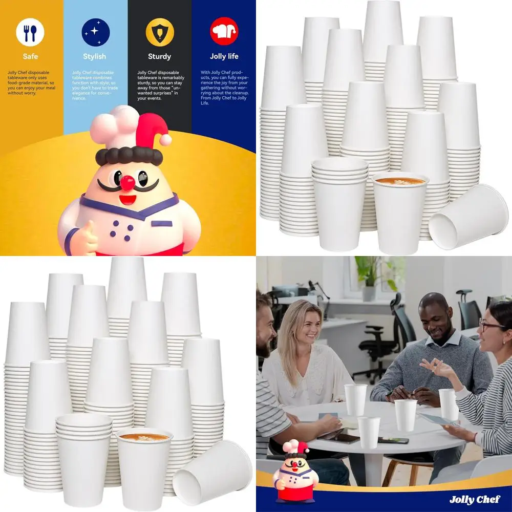 

1000 одноразовых бумажных стаканчиков для кофе объемом 12 унций для вечеринок, офисов, дома и путешествий