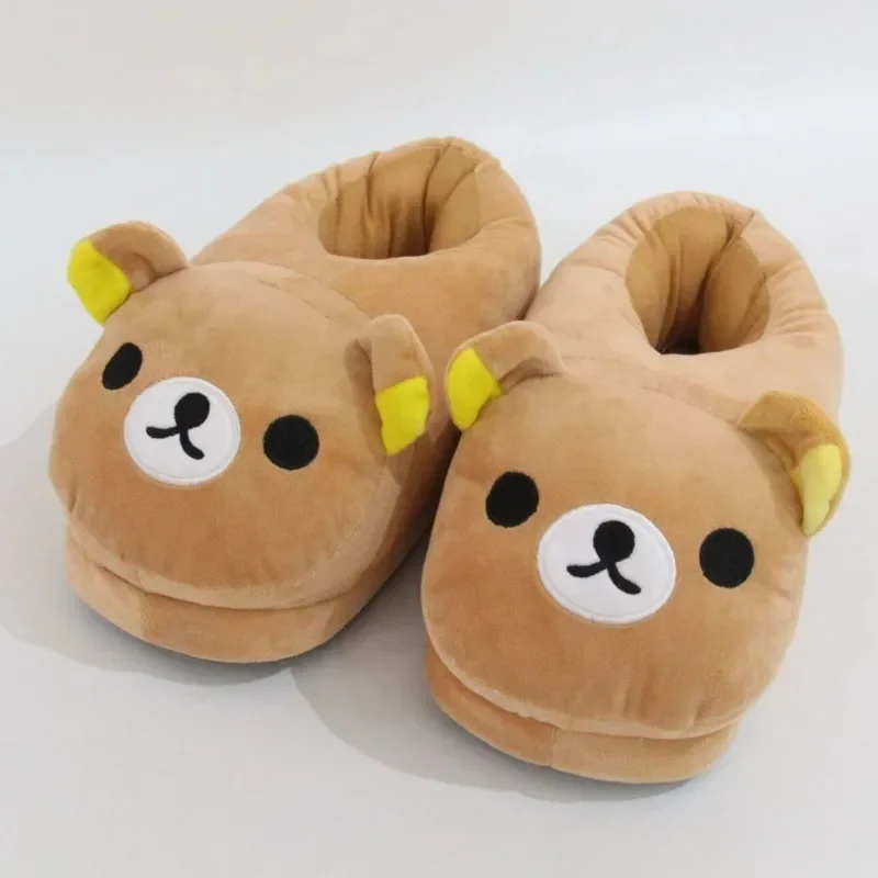 Rilakkuma Slippers Y2K Kawaii Cartoon Anime Japan All Inclusive PE Frosth Plush Indoor Home Flat Anti Slip Couple Slippers New