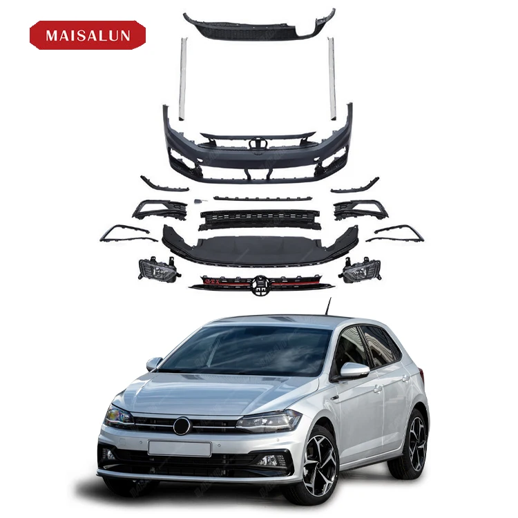 

GTI Style Body Kit Polo Facelift for Volkswagon Polo 2019 Upgrade to GIT Body Kit With Front Bumper Side Skirts Diffuser