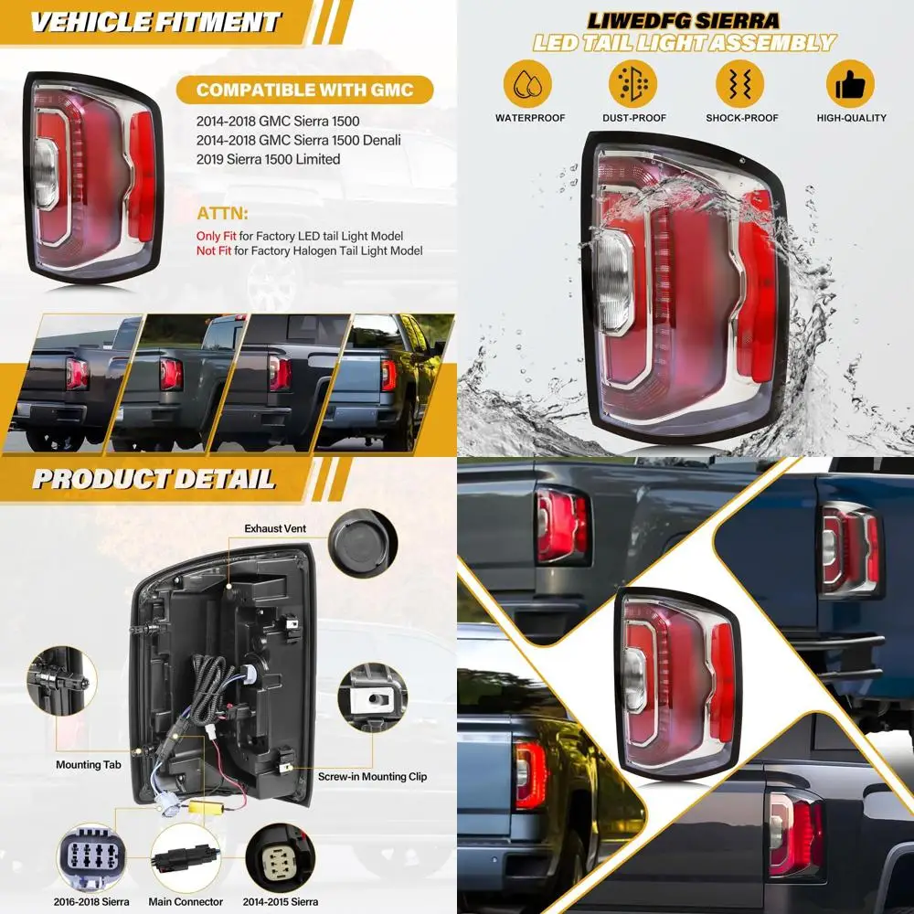 

GM Sierra 1500 Denali 2014-2018 LED Tail Light Assembly, Right Side, Compatible with 84365931, 84233585