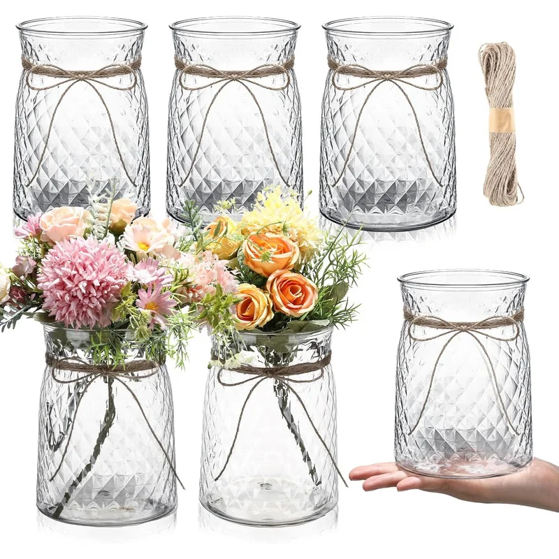 6 Pcs Caliber Plastic Vases BulkCenterpieces Table Bud Vases Clear Planter for Flower Plant Containers Decoration