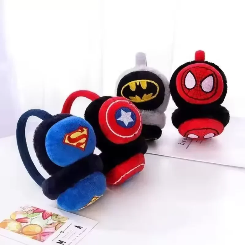 Niños lindo araña capitán películas periféricas niños invierno felpa cálido dibujos animados lindo a prueba de viento calentador de orejas suave accesorio de invierno