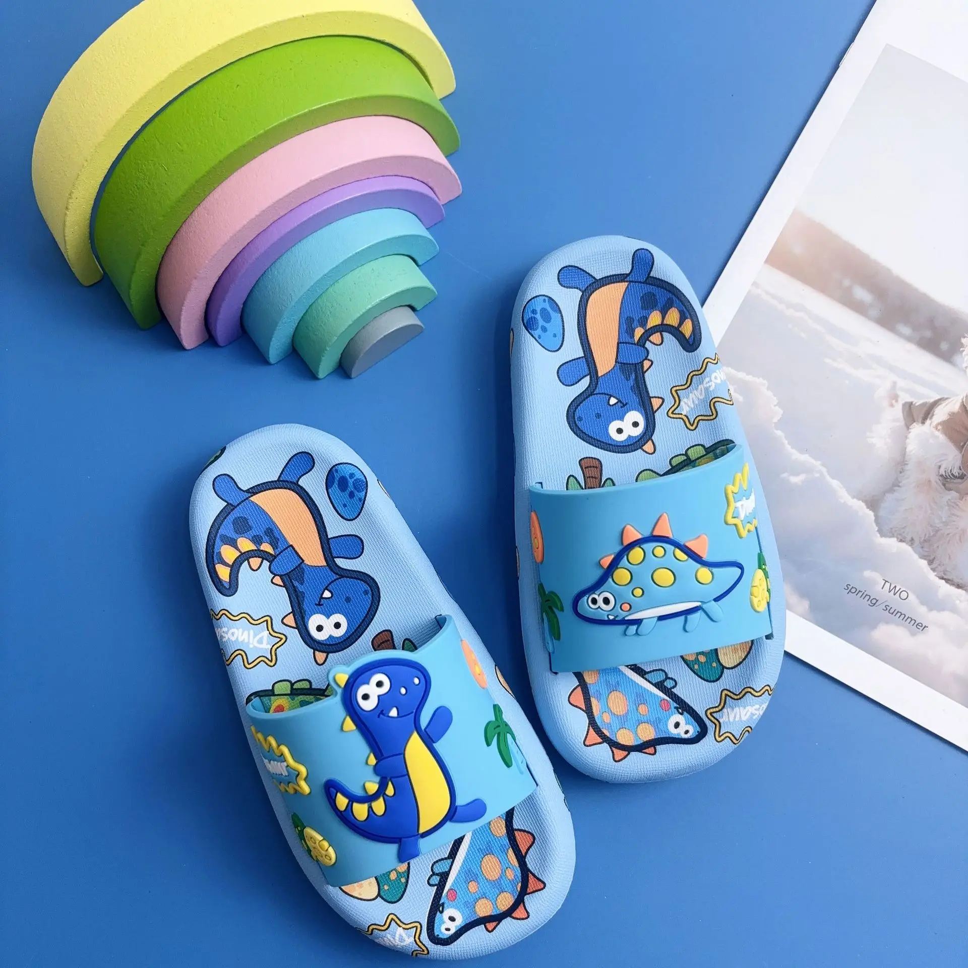 Cartoon Dinosaur Children Slippers Boy Girls Casual Shoes Flat Beach Water Shoes Indoor Soft Kids Cute Flip Flops for Boy Girl