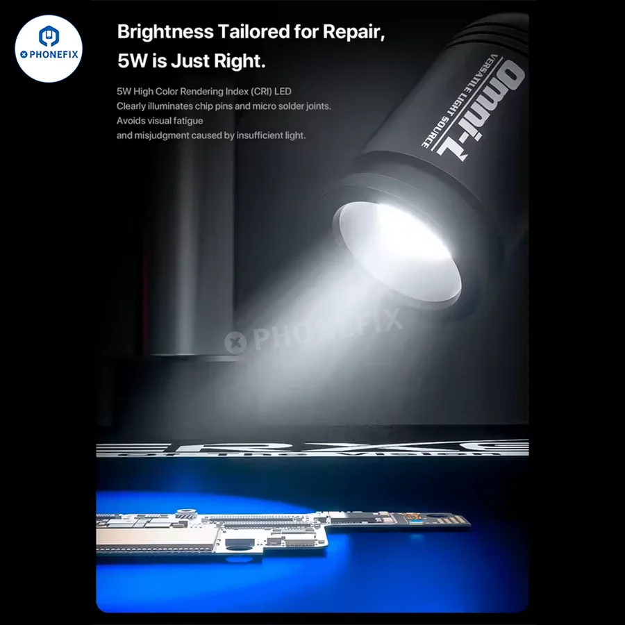 Mechanic Omni-L 5W High CRI LED Microscope Light 0-100% Stepless Dimming 3D Oblique Illumination 360° Flexible Gooseneck Arm