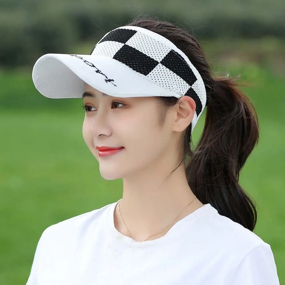 

Sports Hat Summer Plaid Beach Cap Sun Visor Checkerboard Baseball Cap Sun Cap Sun Hat Empty Top Hat