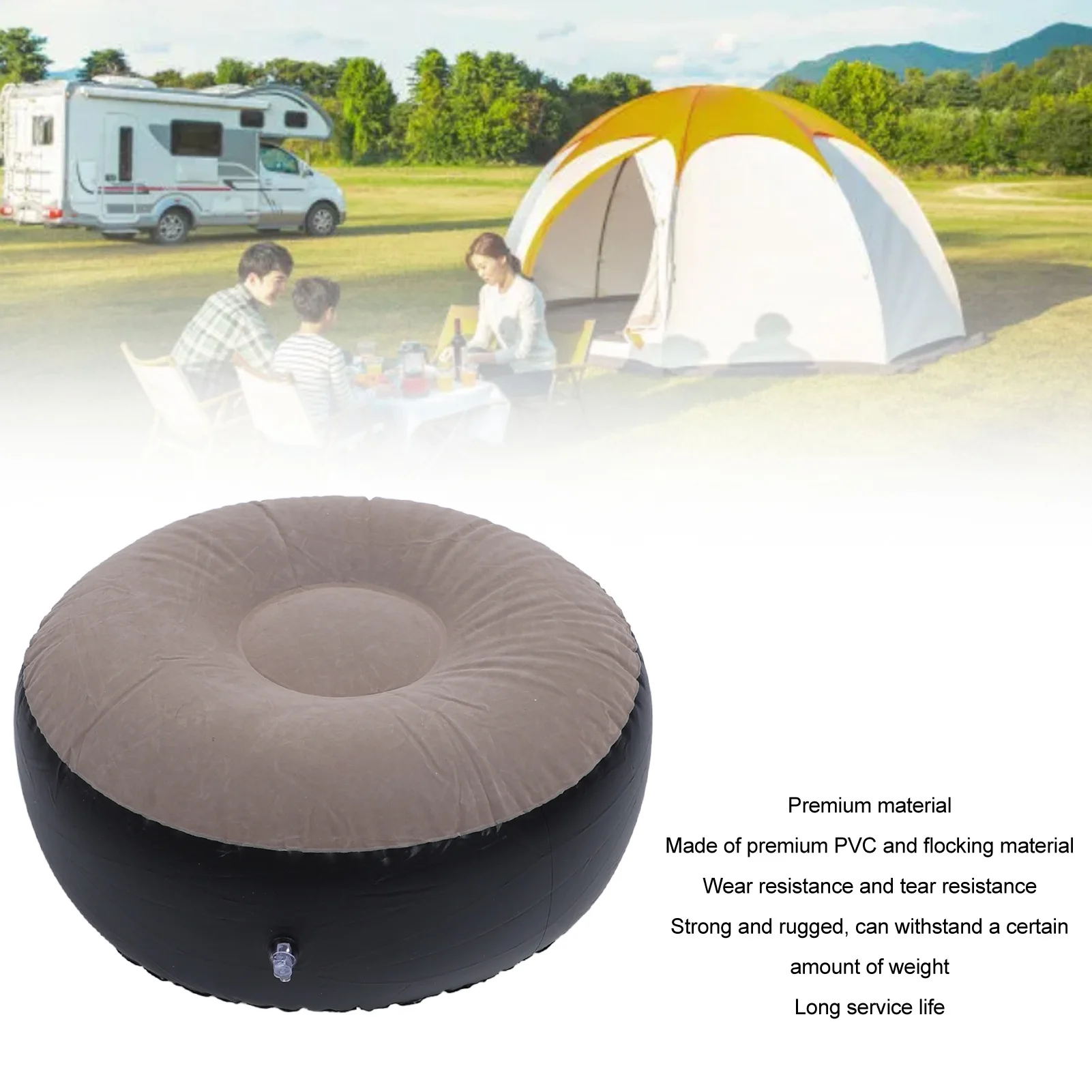 1Pc Inflatable Flocking Stool Multipurpose Lightweight Ergonomic Design Round Portable Inflatable Stool for Travel Camping image 4