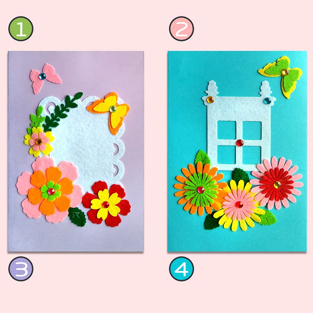 4Pcs Safe Non-Toxic DIY Greeting Card Making Kit for Kids – Craft Supplies to Develop Fine Motor Skills & Concentration