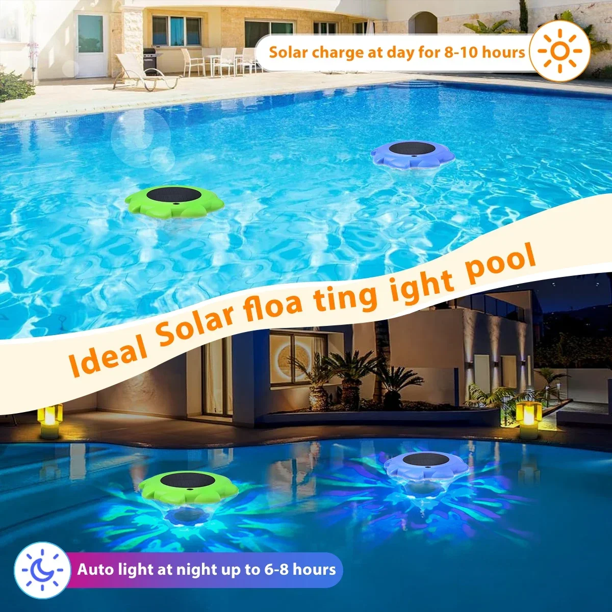 Solar Floating Pool Lights IP68 Waterproof Christmas Pool Decoration Lights Solar Powered Color Changing LED Projector Light