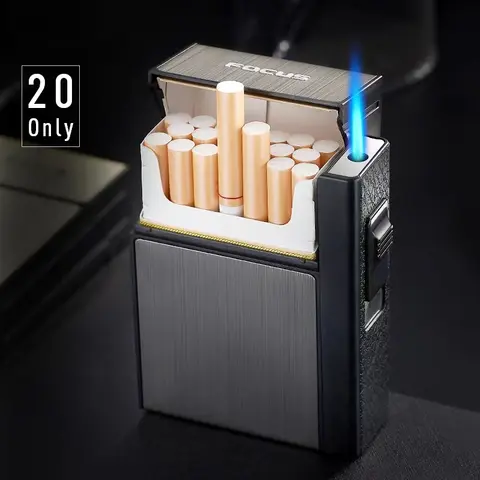 20 Pcs Cigarette Case Metal Lighter Turbo Butane Cigarette Capacity Gas Cigarette Lighter Gadget Lighter Box Gifts For Boyfriend