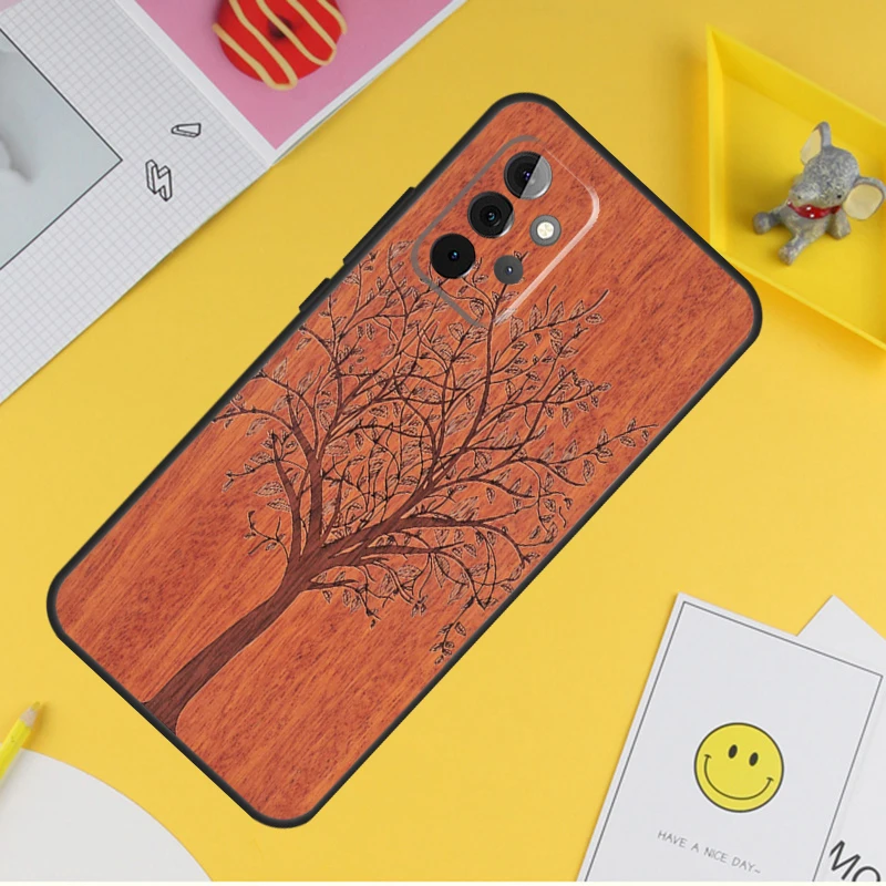 Natural Bamboo Wood Pattern Print Case For Samsung Galaxy A54 A34 A14 A13 A33 A53 A12 A32 A52 A71 A51 A15 A25 A35 A55 Cover