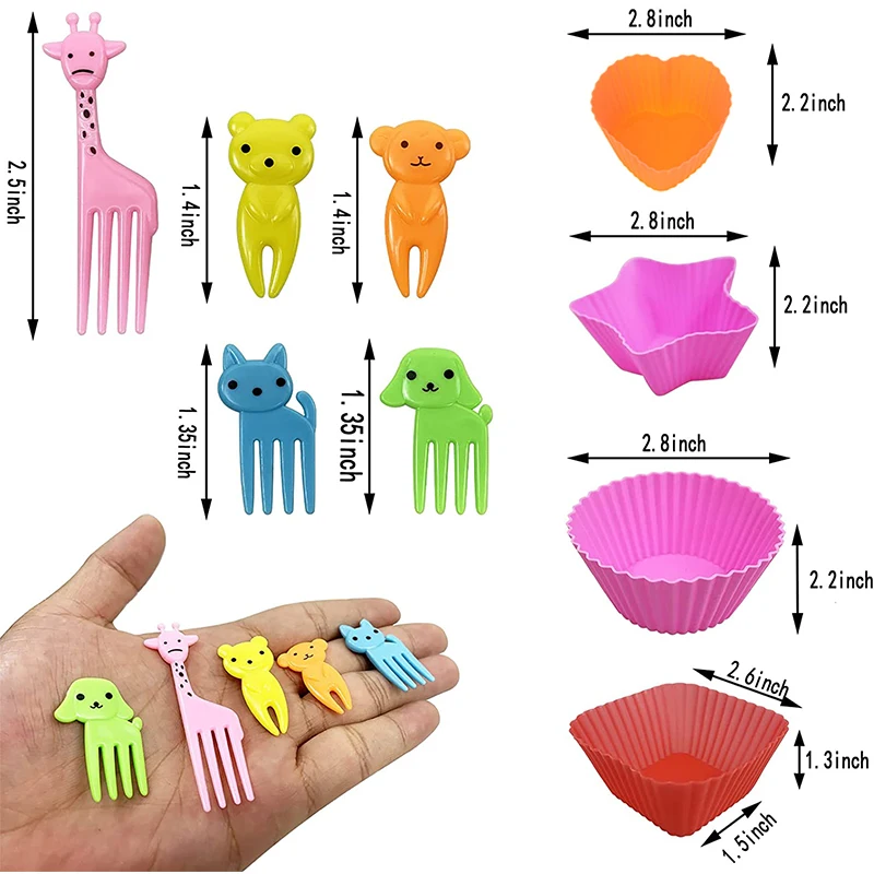 Mini selecciones de comida de dibujos animados de animales para niños, aperitivos, pasteles, postres, tenedores de frutas, divisores de fiambrera de