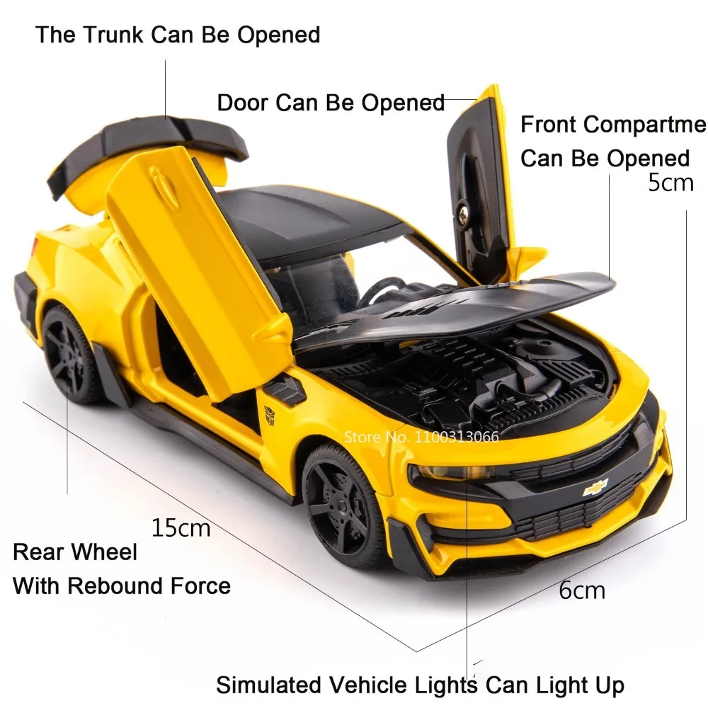 1:32 Scale Chevrolar Camaro Car Toys Alloy Diecast Model Super Sport Car with Sound Light Vehicles Toy for Child Birthday Gifts