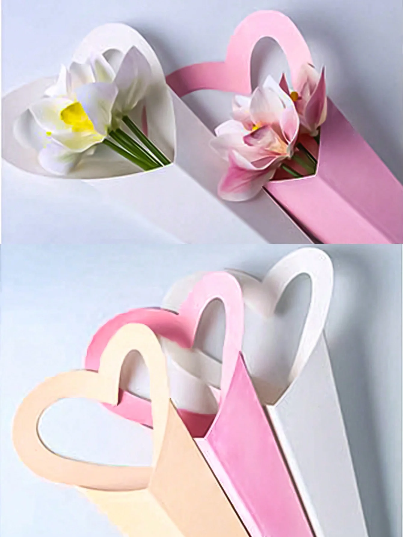 5pcs 18inch Cute Heart Single Flower Sleeve Floral Bouquet Bag Gift FloristBox Pack,Wedding，Valentine's Day