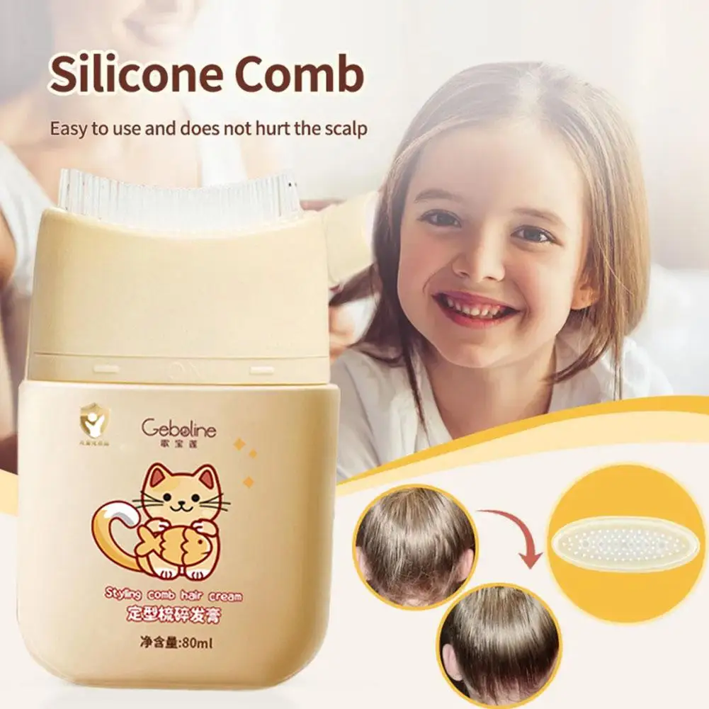 

80ml Kids Hair Wax Stick Natural Ingredients Refreshing Non-Greasy Built-in Comb Teeth Hair Styling Cream For Children O1V1
