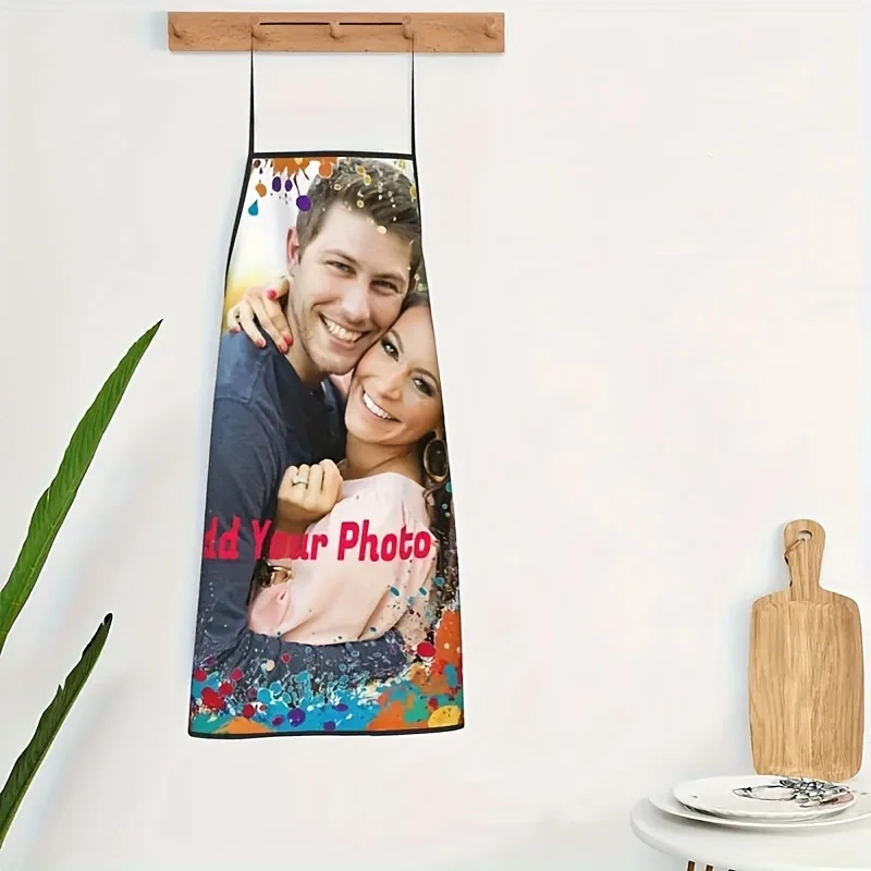 1pc Personalized Photo Chef Apron Custom Designed Print Kitchen Cooking Baking Household Work Apron