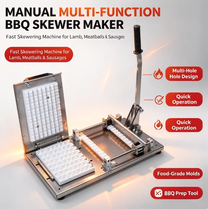 Manual Multifunctional Meat Skewer Machine Kebab Making Tool For Lamb Sausage Meatball BBQ Skewer Making Outdoor Barbecue